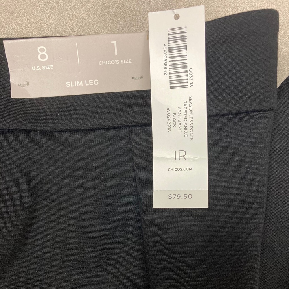 🎬CHICO’s🎬 Black Ponte Tapered Ankle Pants - Picture 5 of 12